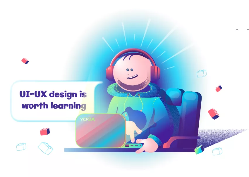 Cartoon-Style Flat Illustration: Programmer with Headphones